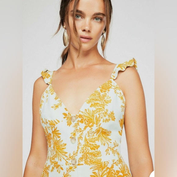 Free People Be The One Jumpsuit | Size 2 | Pale Blue-Green with Rust Floral - Picture 4 of 14